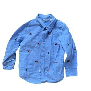 Janie and Jack holiday embroidered button up shirt